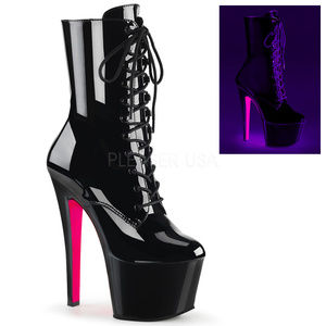 Platform Lace Up Glow High Heel Ankle Boots